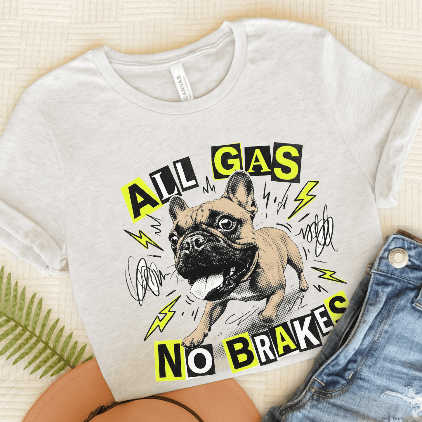 Fawn Frenchie Punk All Gas Unisex TShirt Ash