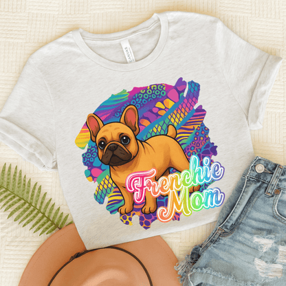 Fawn Frenchie Retro Neon Tshirt Ash