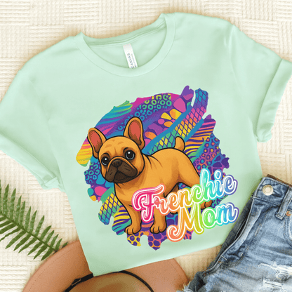 Fawn Frenchie Retro Neon Tshirt Heather Mint