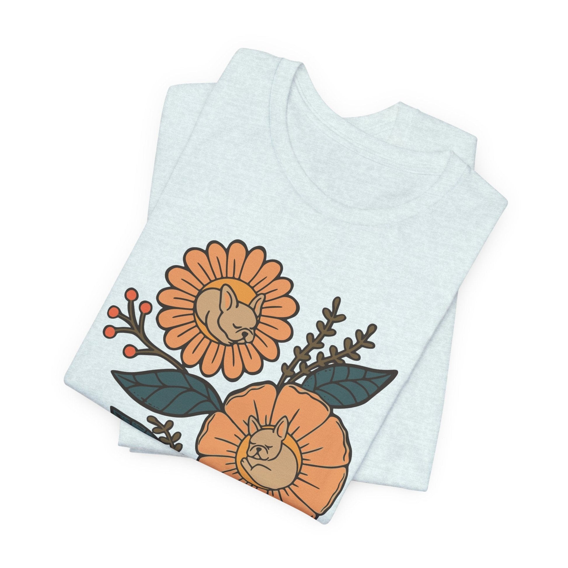 Fawn Frenchie Sleeping Flowers TShirt