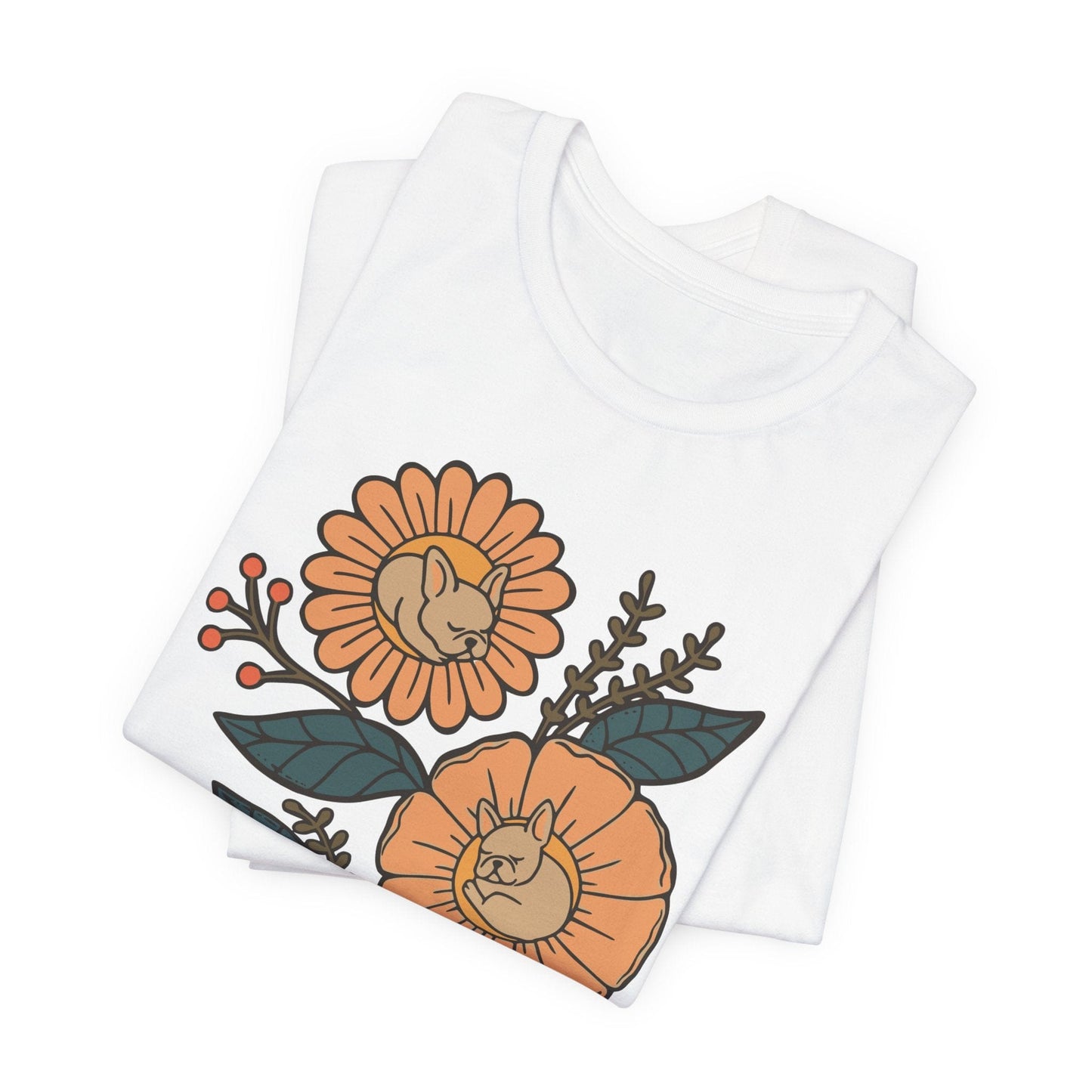 Fawn Frenchie Sleeping Flowers TShirt