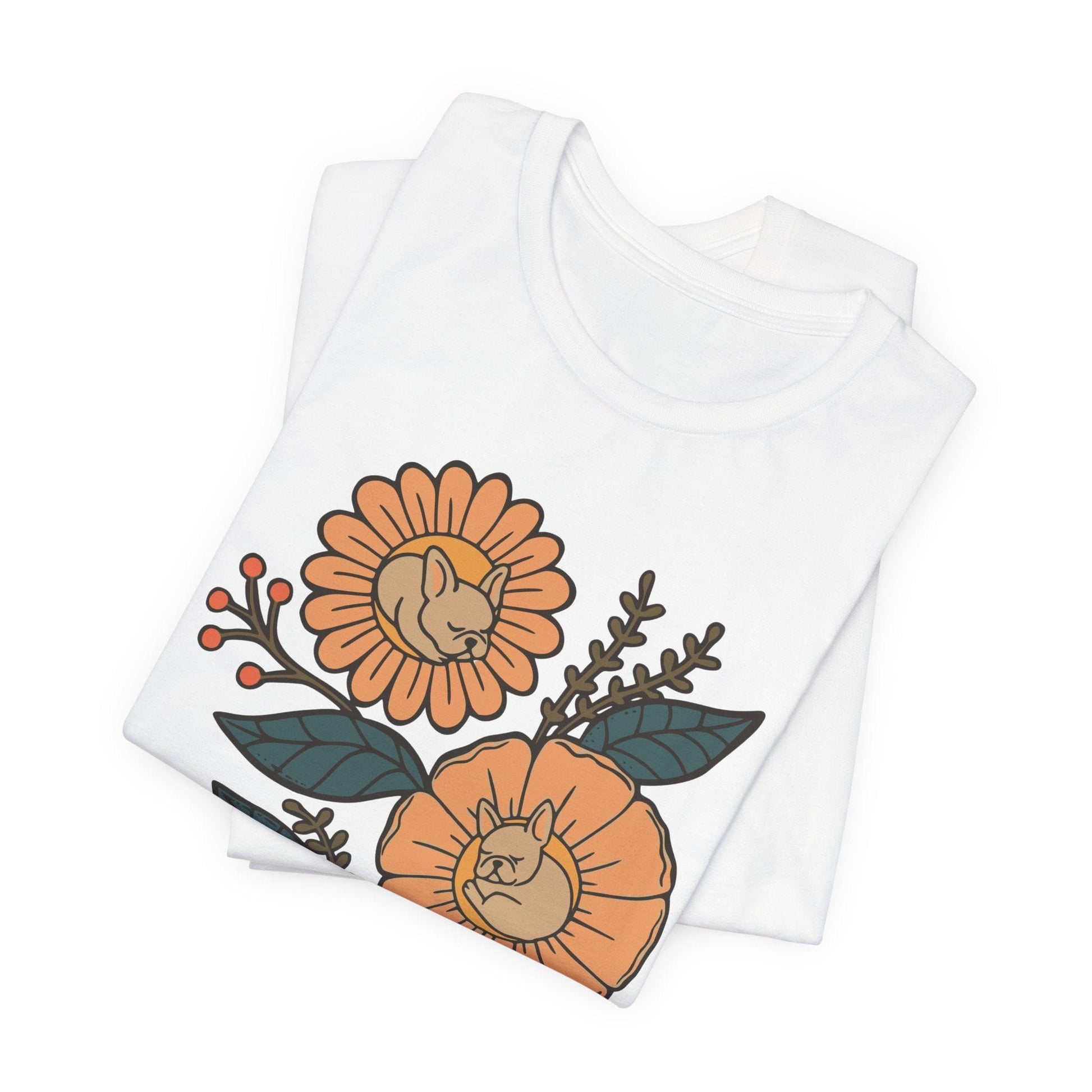 Fawn Frenchie Sleeping Flowers TShirt