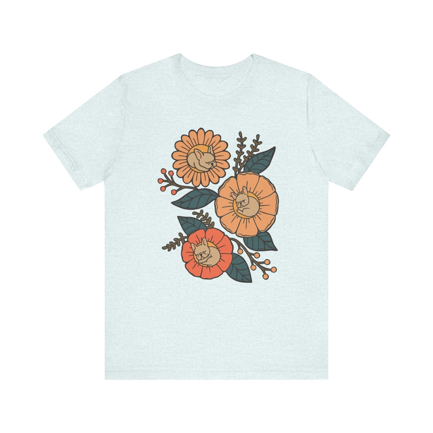 Fawn Frenchie Sleeping Flowers TShirt