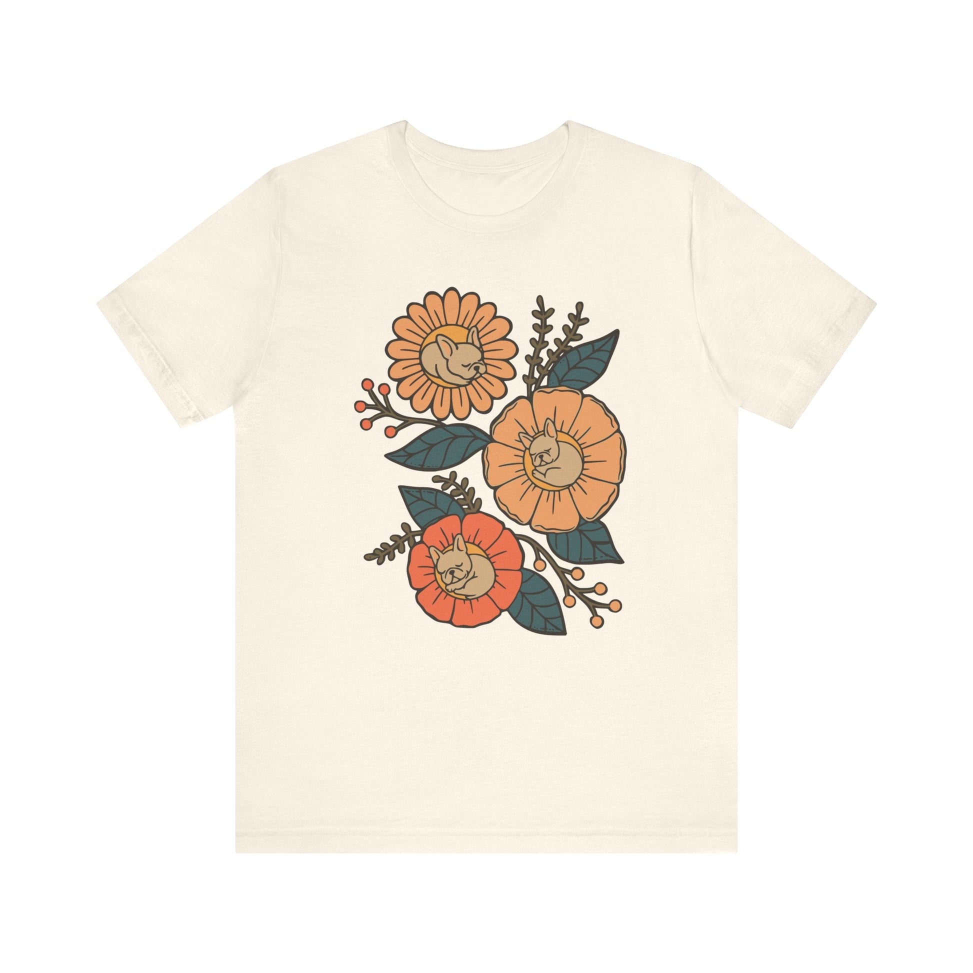 Fawn Frenchie Sleeping Flowers TShirt
