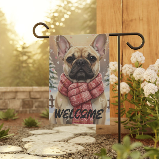 Fawn Frenchie Snuggle Season Garden Yard Flag