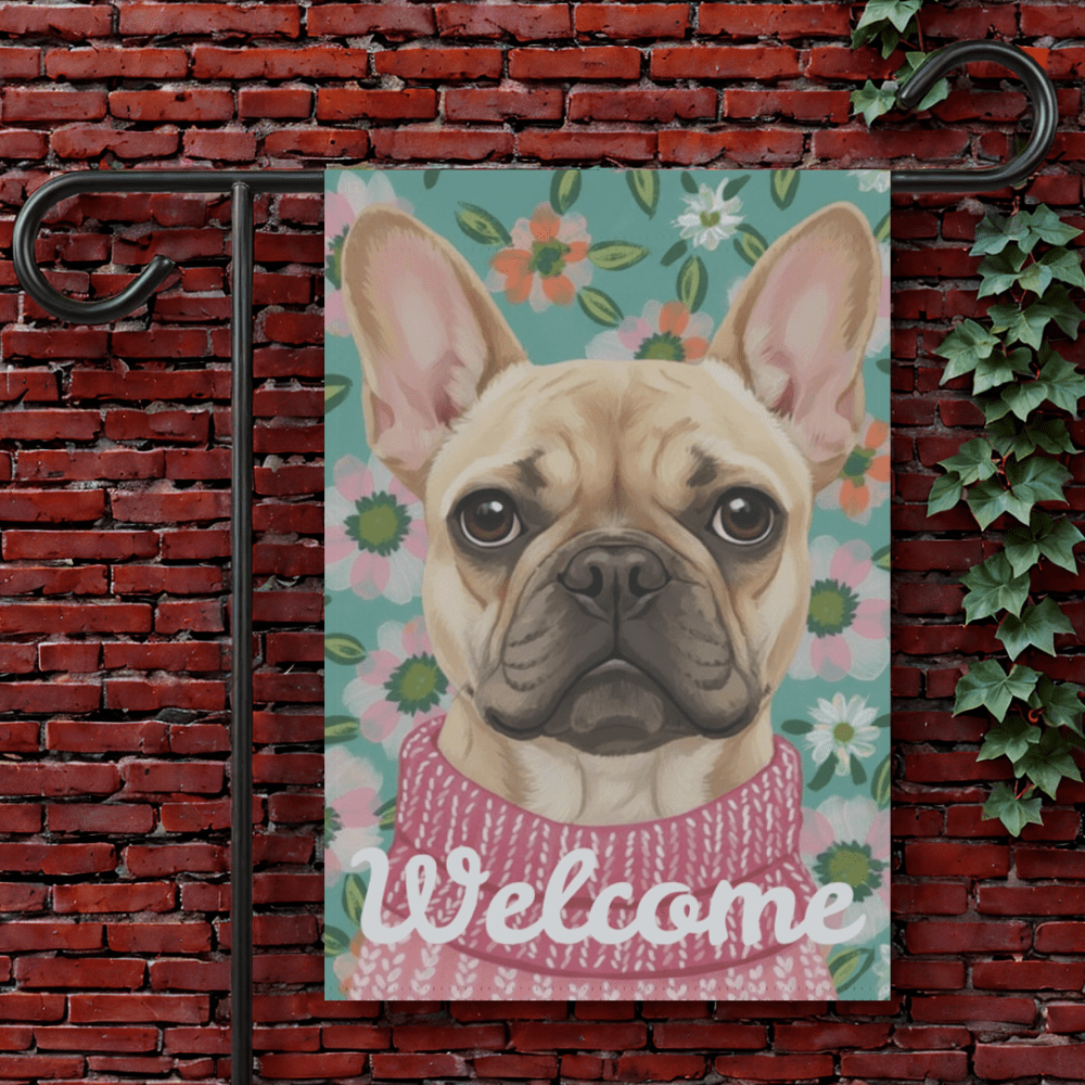 Fawn Frenchie Spring Flowers Garden Yard Flag 12'' × 18''