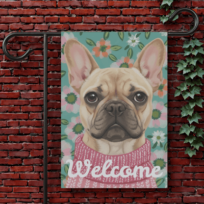 Fawn Frenchie Spring Flowers Garden Yard Flag 12'' × 18''