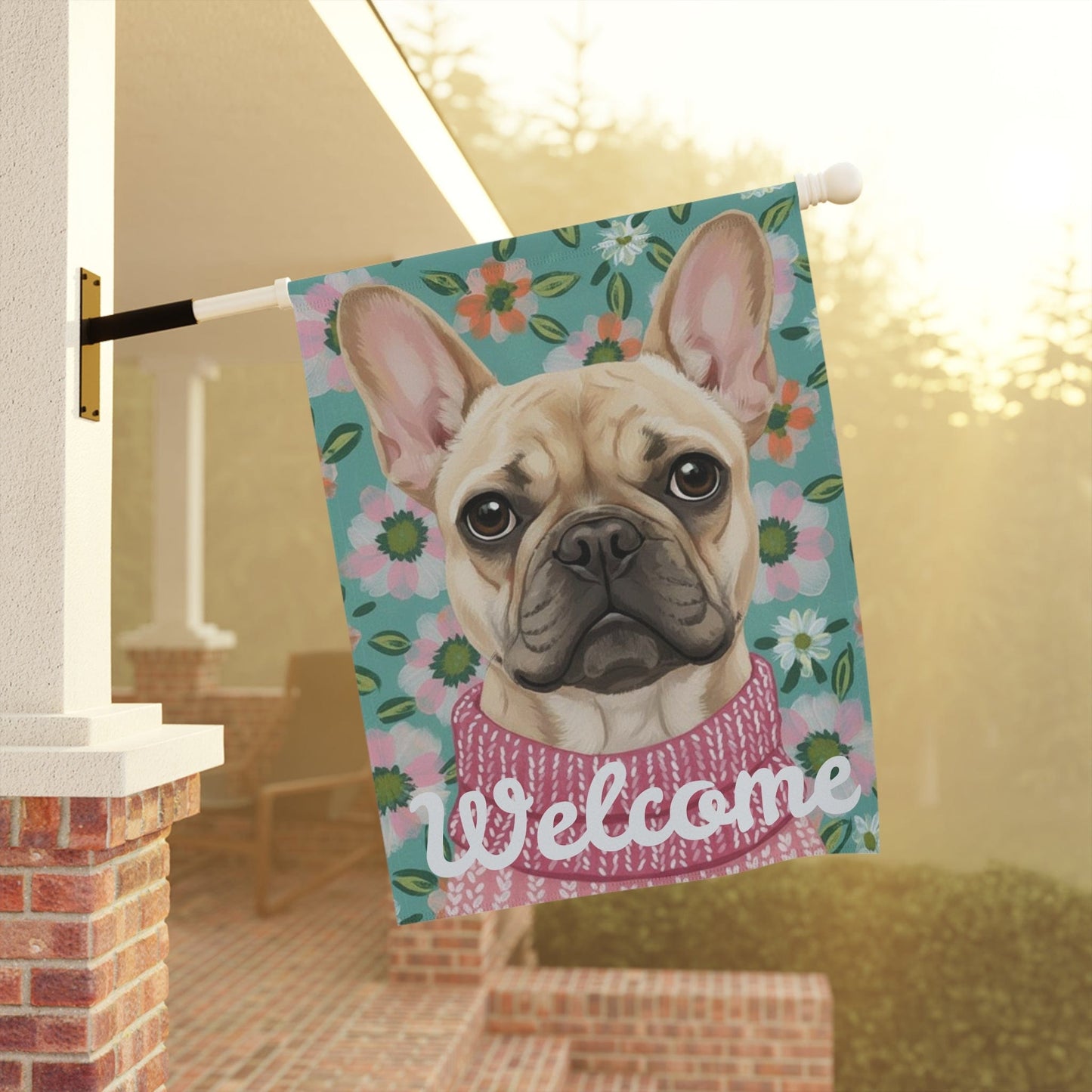 Fawn Frenchie Spring Flowers Garden Yard Flag