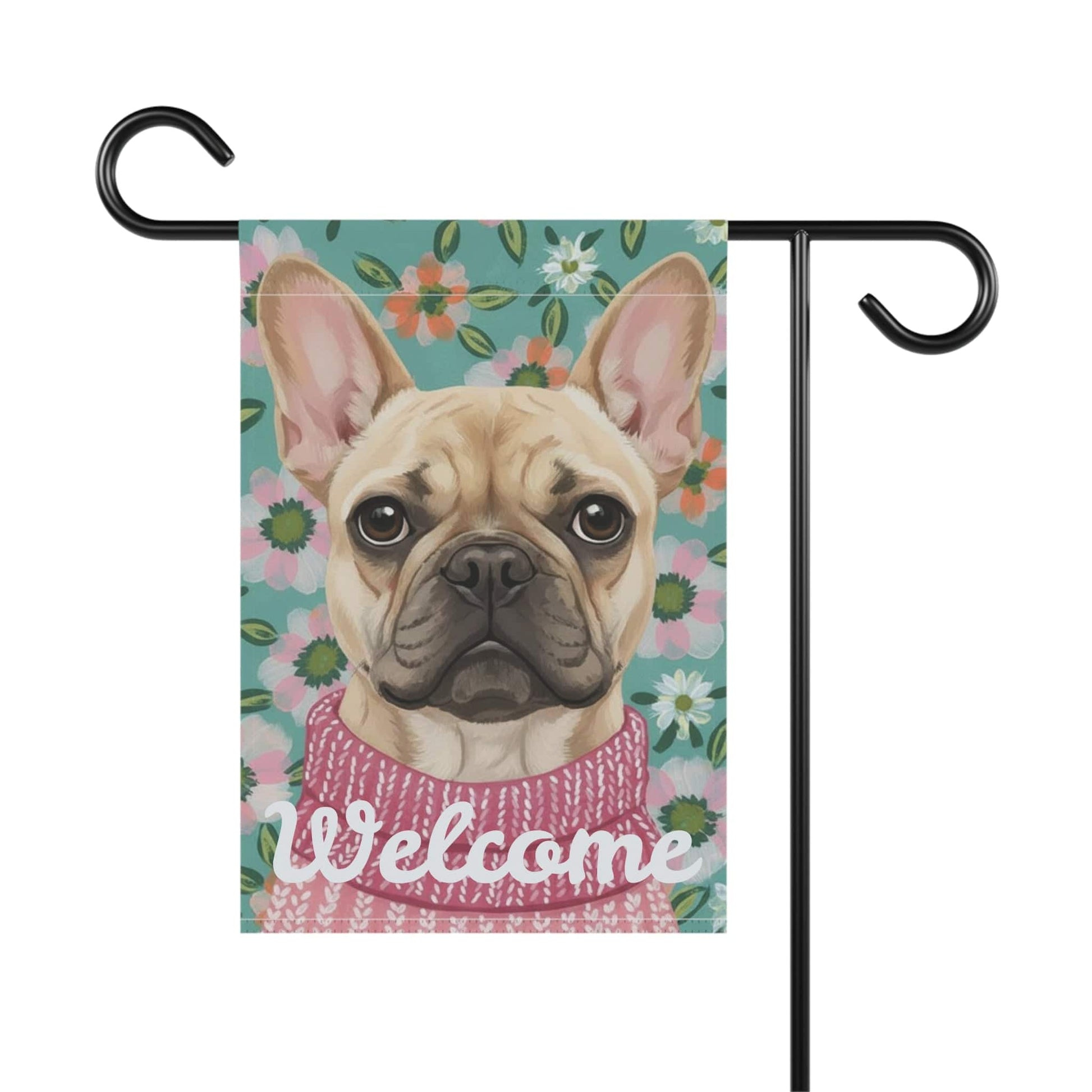 Fawn Frenchie Spring Flowers Garden Yard Flag