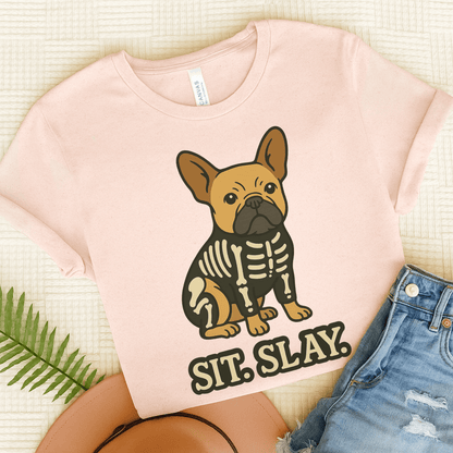 Fawn Frenchie Stay. Slay. TShirt Soft Pink