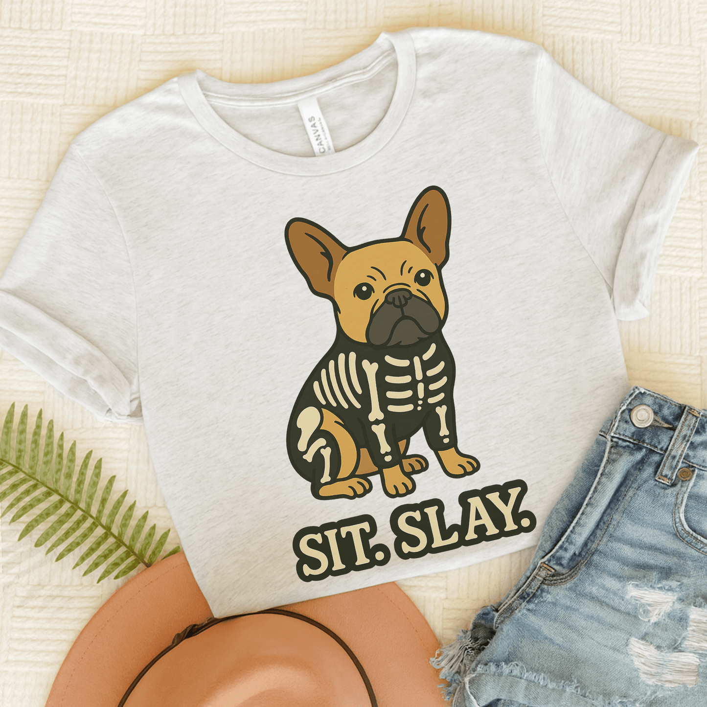 Fawn Frenchie Stay. Slay. TShirt Ash
