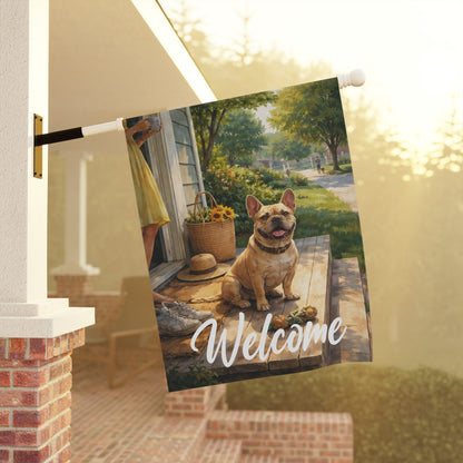 Fawn Frenchie Summer Welcome Yard Flag