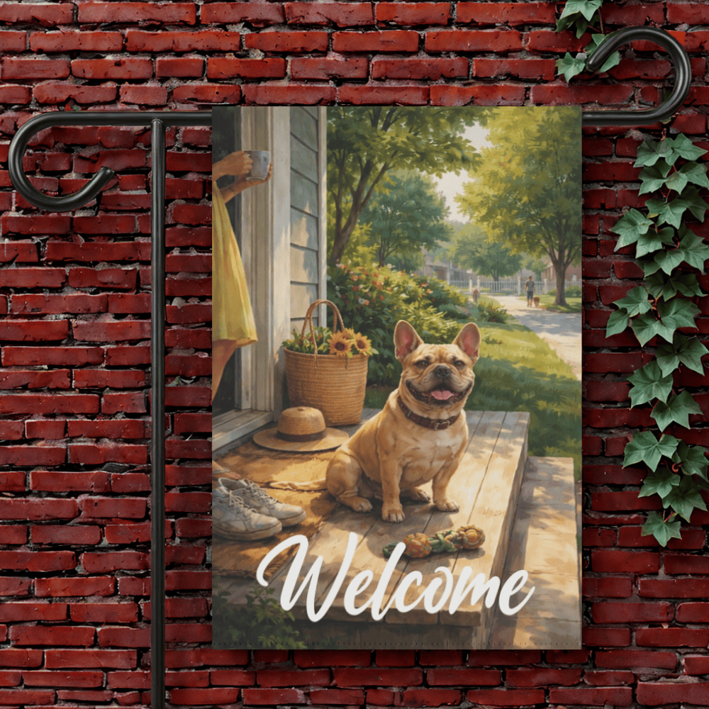 Fawn Frenchie Summer Welcome Yard Flag 12'' × 18''