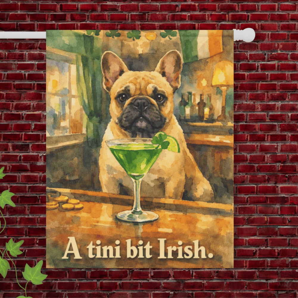 Fawn Frenchie Tini Irish St Patricks Garden Flag 24.5'' × 32''