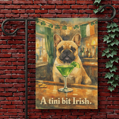 Fawn Frenchie Tini Irish St Patricks Garden Flag 12'' × 18''