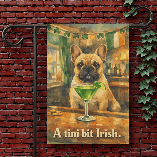 Fawn Frenchie Tini Irish St Patricks Garden Flag 12'' × 18''