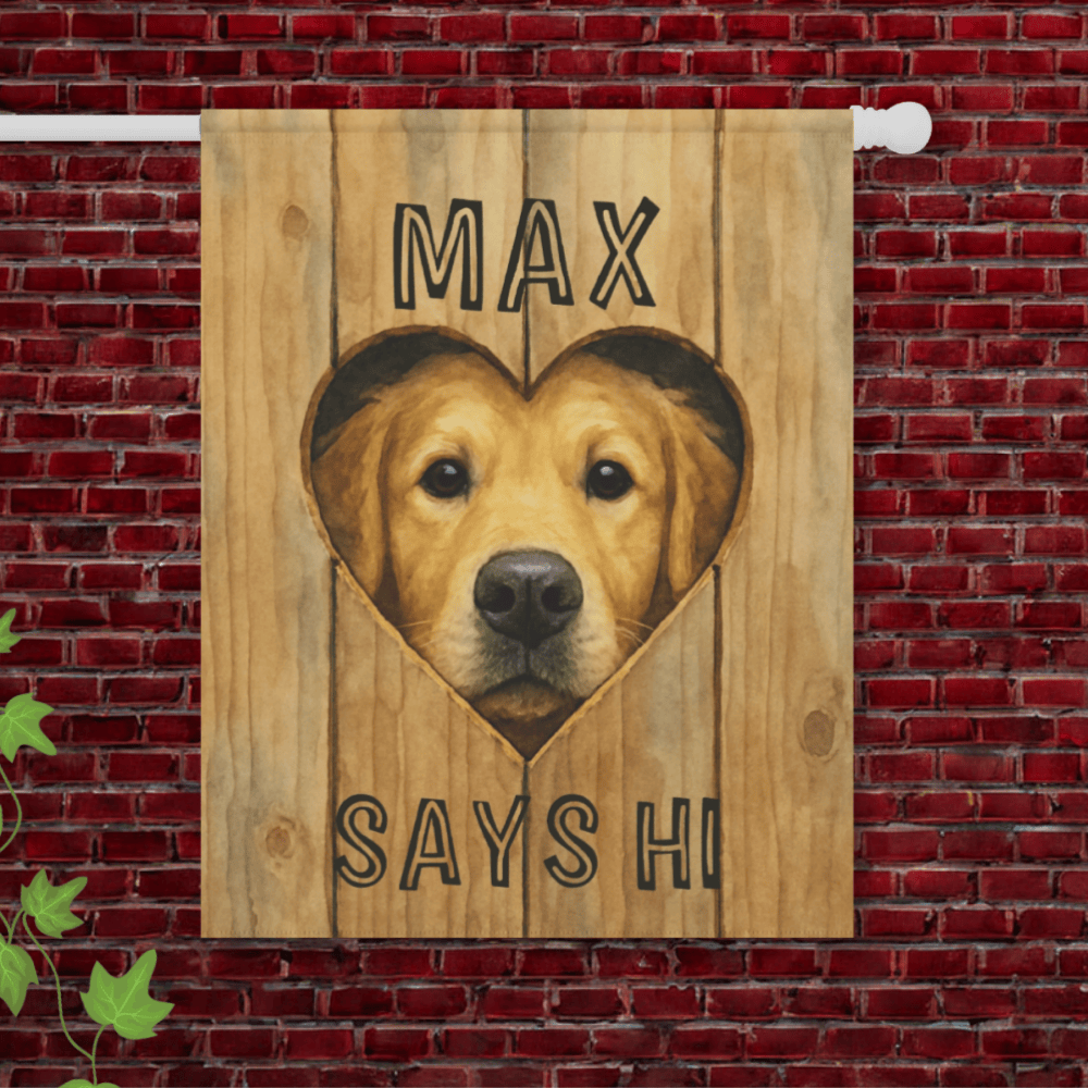 Fence Heart Hole Golden Retriever Garden Flag 24.5'' × 32''