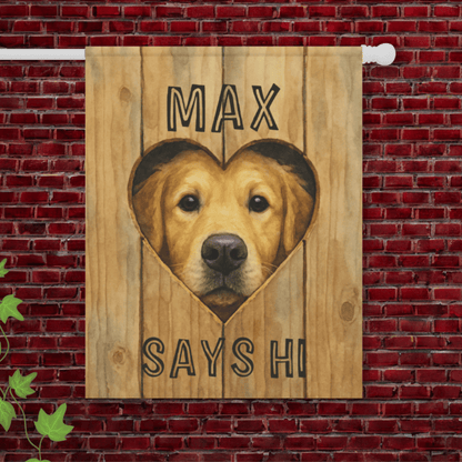 Fence Heart Hole Golden Retriever Garden Flag 24.5'' × 32''