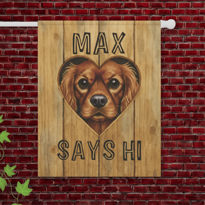 Personalized Fence Heart Hole Cavalier Garden Flag 24.5'' × 32''