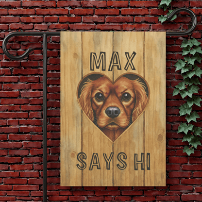 Personalized Fence Heart Hole Cavalier Garden Flag 12'' × 18''
