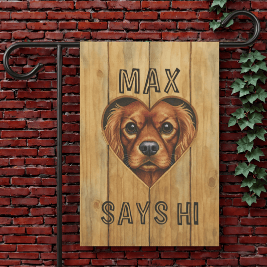 Personalized Fence Heart Hole Cavalier Garden Flag 12'' × 18''