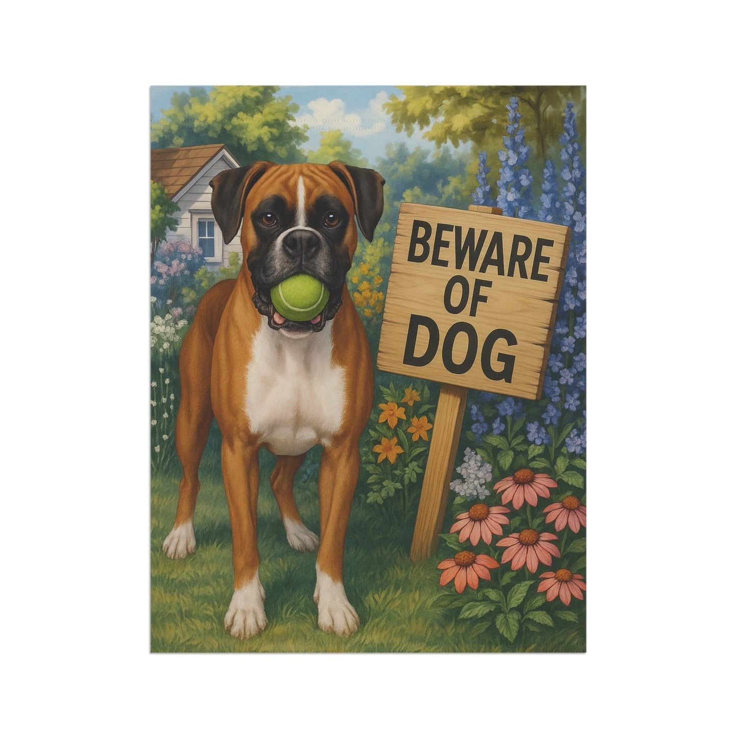Printify Garden Flag Flashy Fawn Boxer Funny Beware Garden Flag