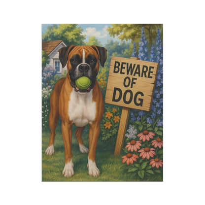 Printify Garden Flag Flashy Fawn Boxer Funny Beware Garden Flag