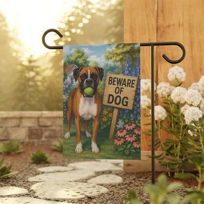 Printify Garden Flag Flashy Fawn Boxer Funny Beware Garden Flag