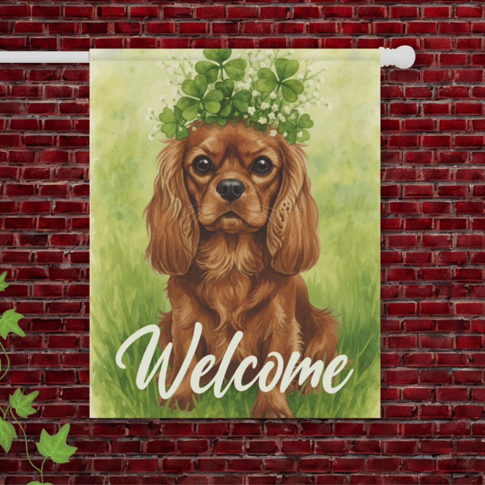 Personalized Cavalier Four Leaf Clover Garden Flag 24.5'' × 32''