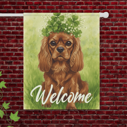 Personalized Cavalier Four Leaf Clover Garden Flag 24.5'' × 32''