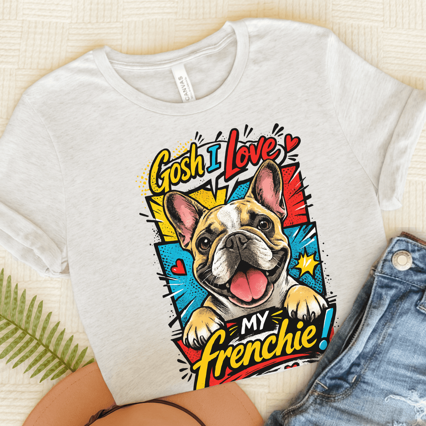 French Bulldog 90s Love My Dog Unisex TShirt Ash