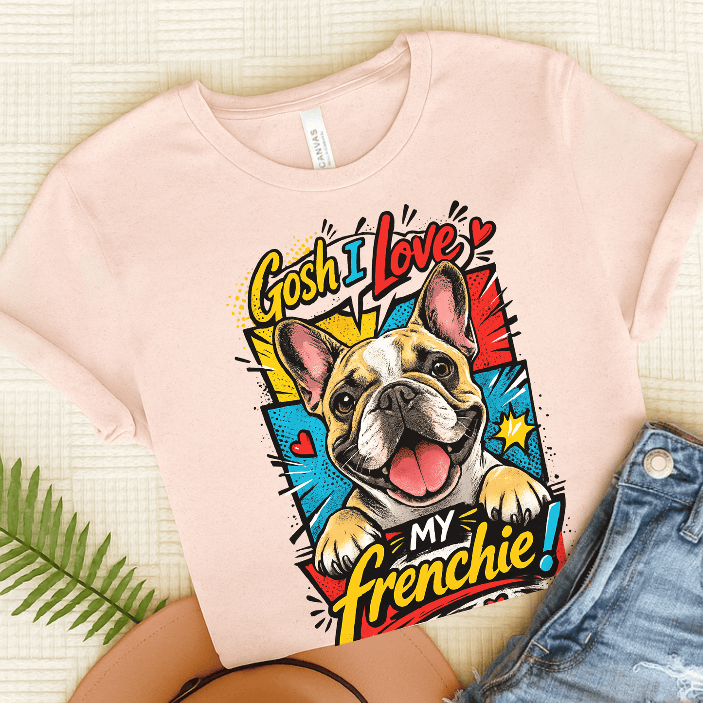 French Bulldog 90s Love My Dog Unisex TShirt Soft Pink