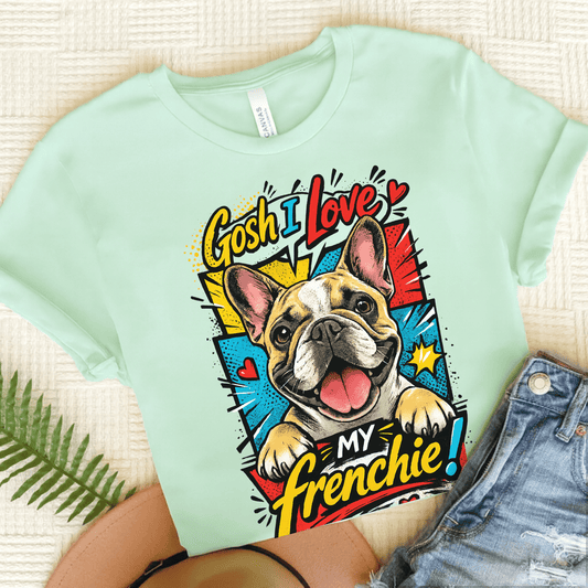 French Bulldog 90s Love My Dog Unisex TShirt Heather Mint