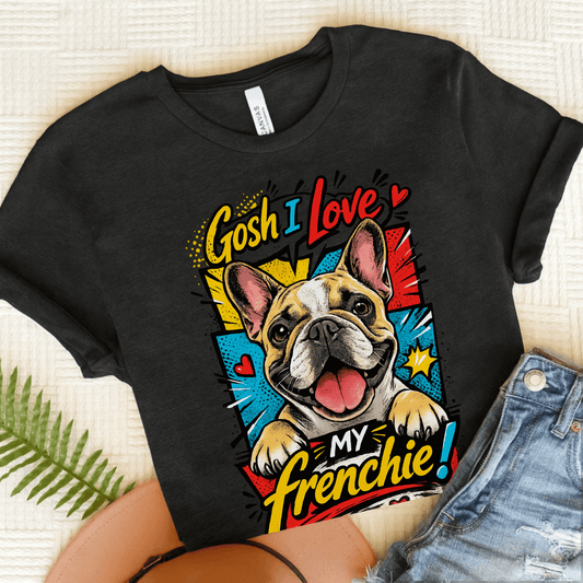 French Bulldog 90s Love My Dog Unisex TShirt Dark Grey Heather