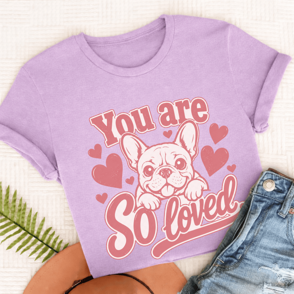 French Bulldog Always Loved Unisex Tshirt Orchid
