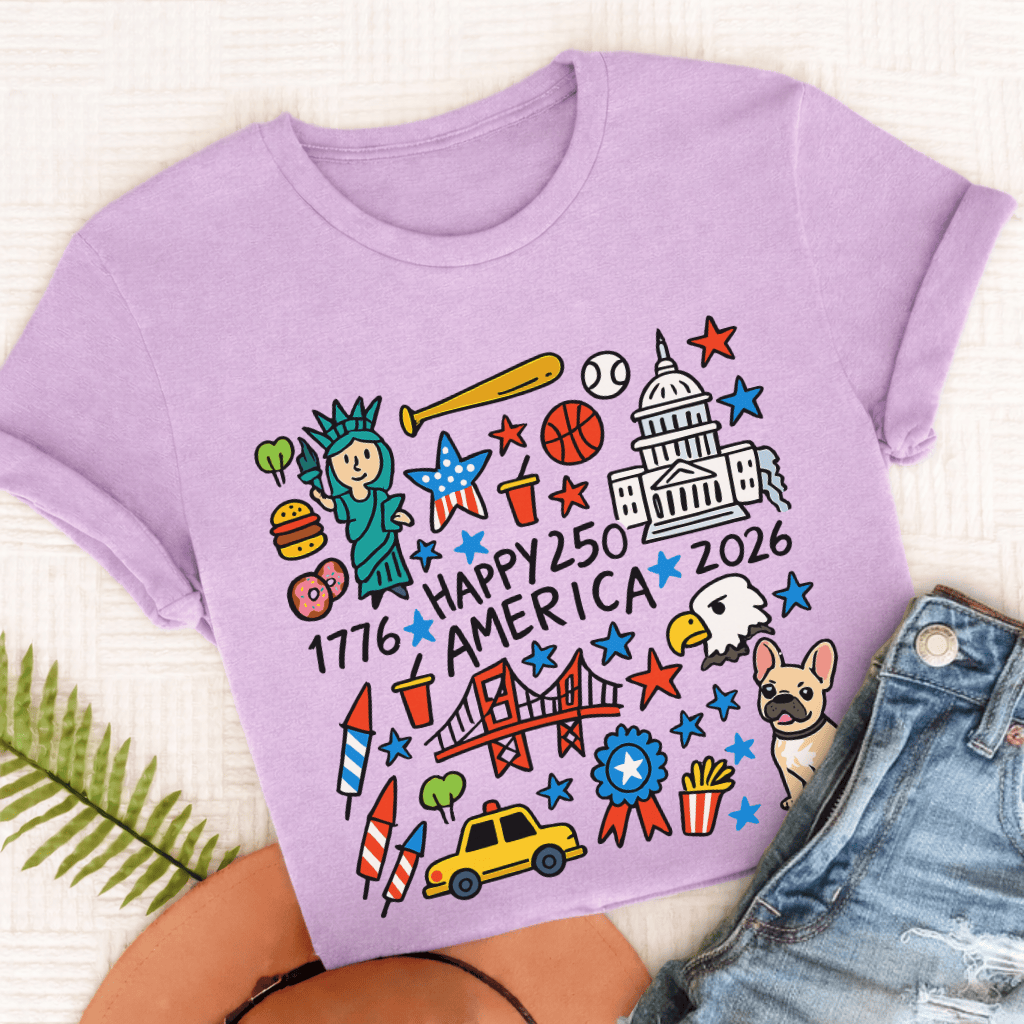 French Bulldog America 250th Anniversary Unisex TShirt Orchid
