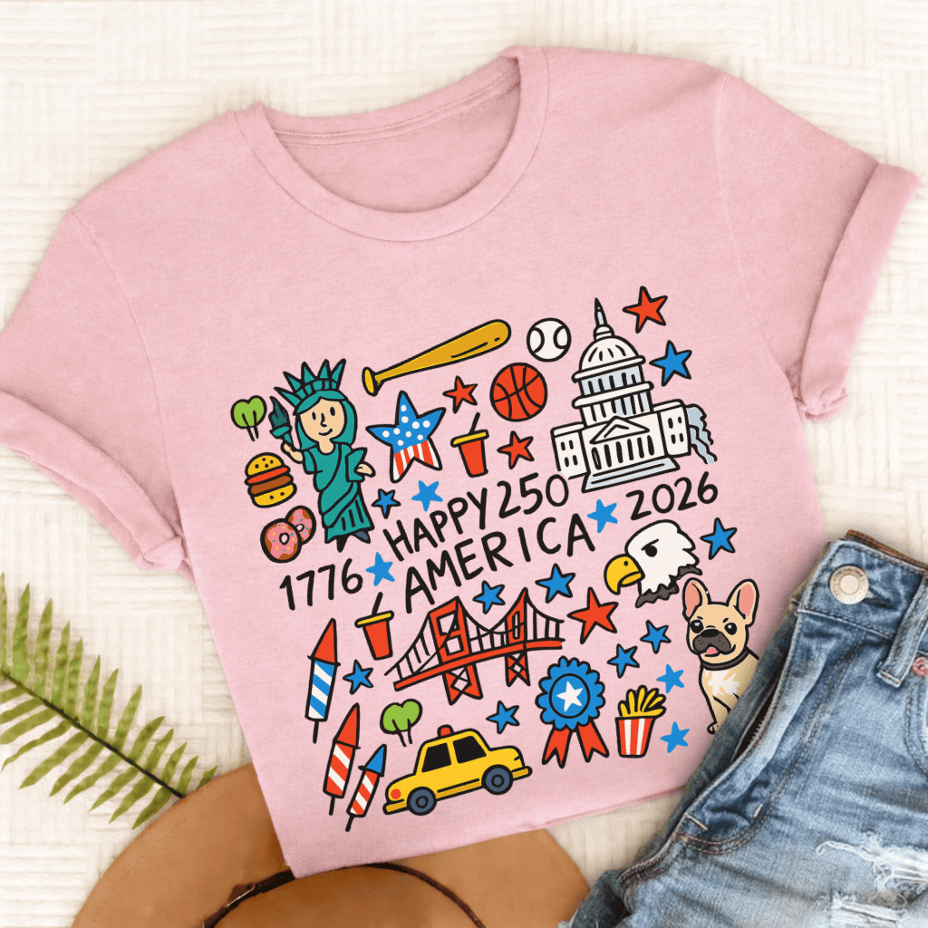 French Bulldog America 250th Anniversary Unisex TShirt Blossom