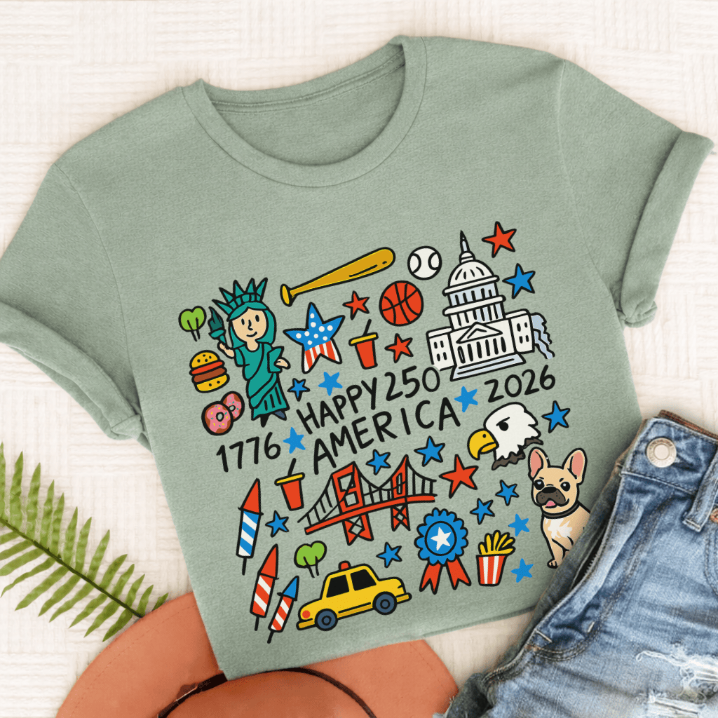 French Bulldog America 250th Anniversary Unisex TShirt Bay