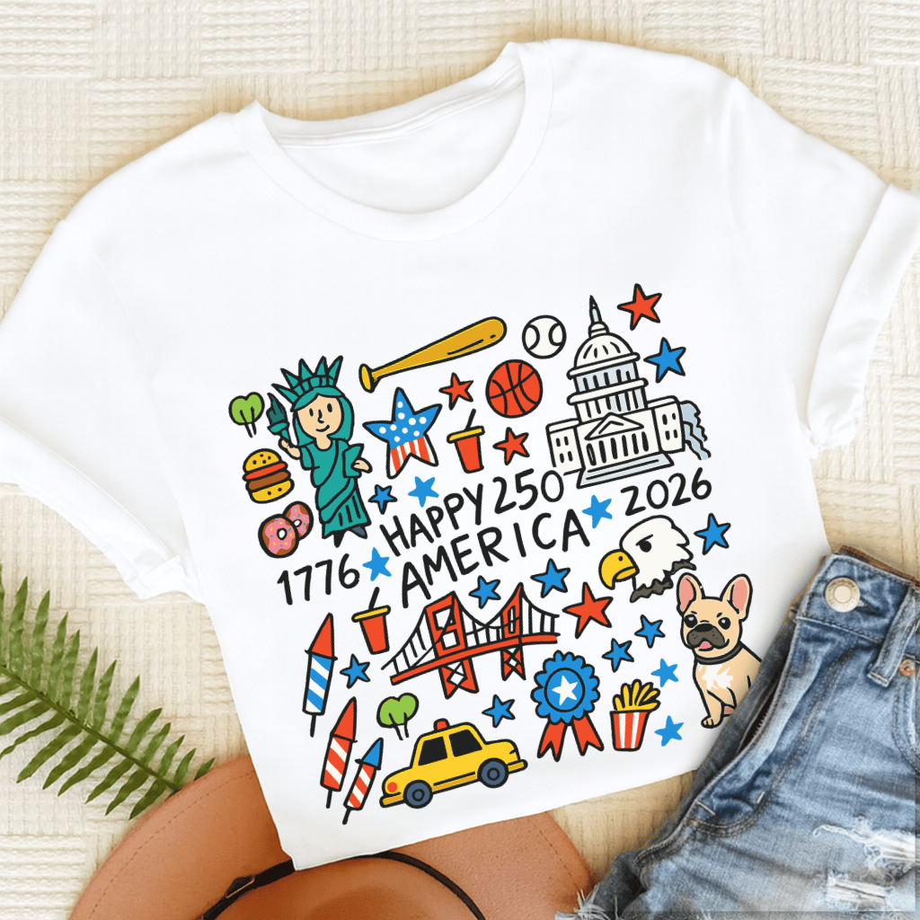 French Bulldog America 250th Anniversary Unisex TShirt White