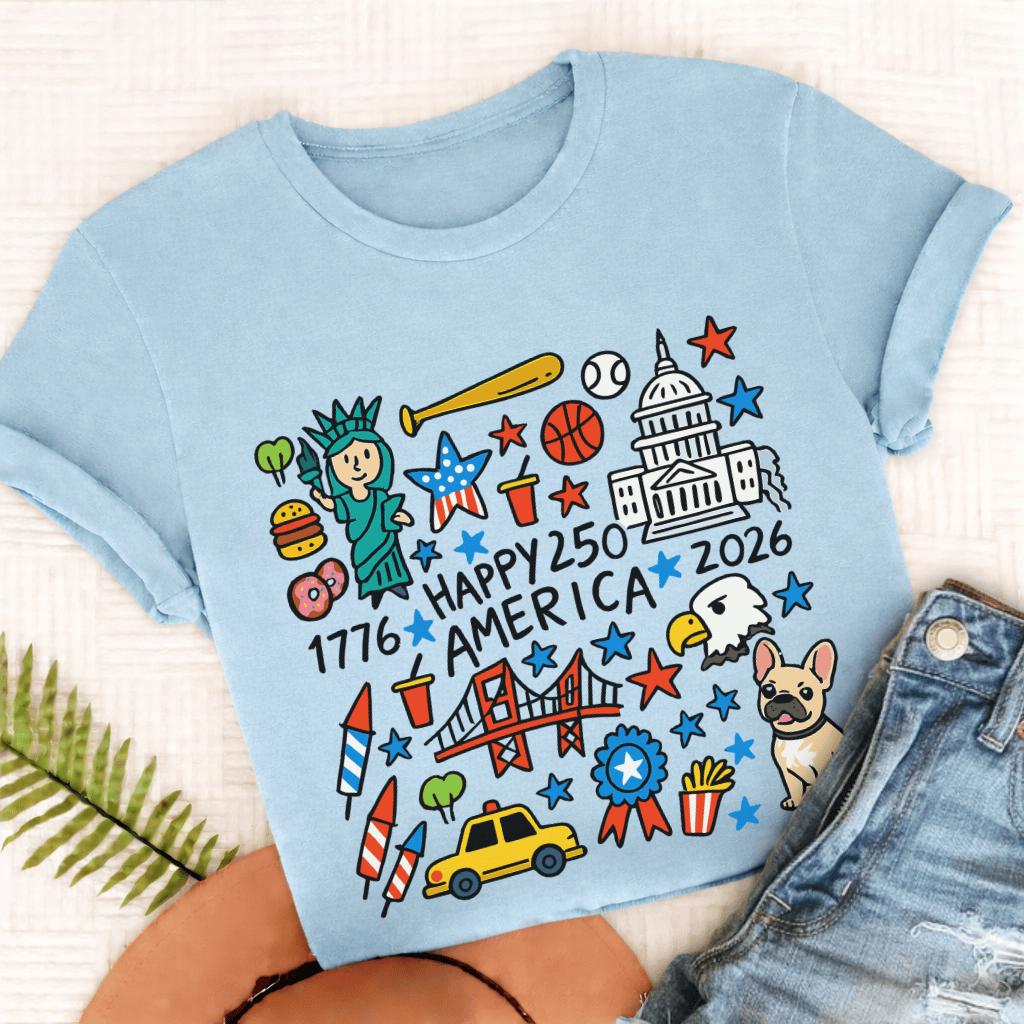 French Bulldog America 250th Anniversary Unisex TShirt Chambray