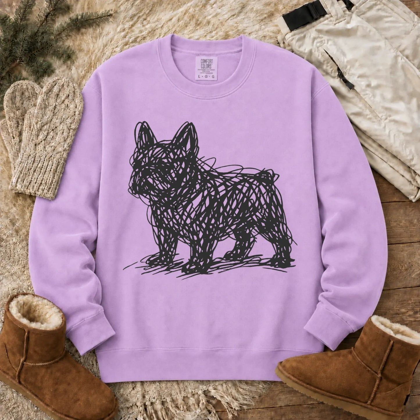 Sweatshirt Orchid / S French Bulldog Artist Line Art Unisex Sweatshirt