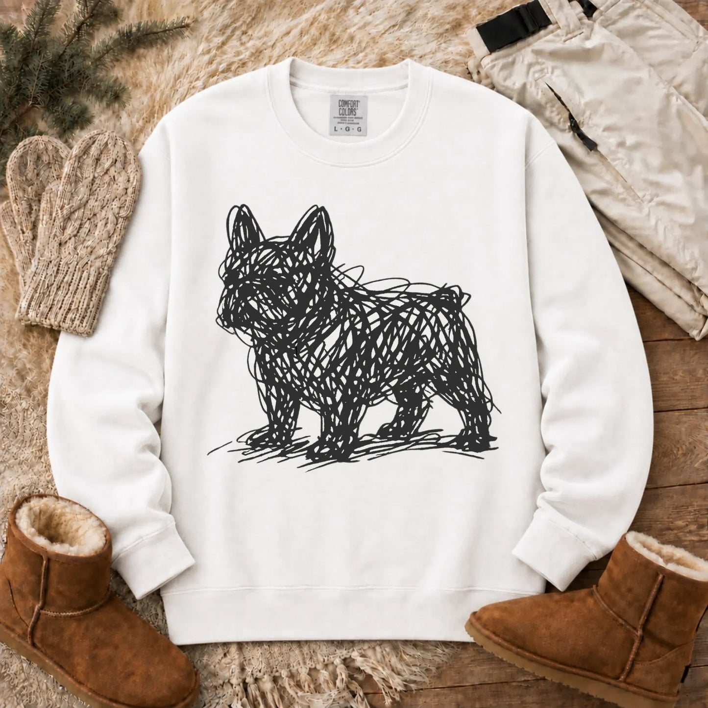 Sweatshirt White / S French Bulldog Artist Line Art Unisex Sweatshirt