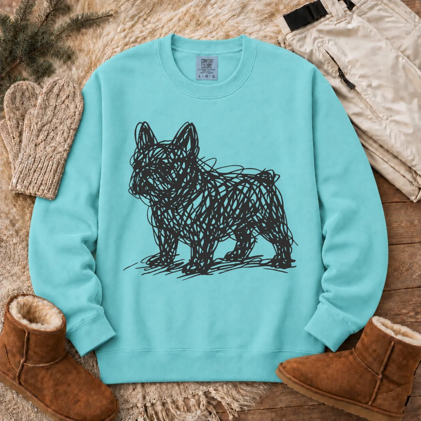Sweatshirt Chalky Mint / S French Bulldog Artist Line Art Unisex Sweatshirt