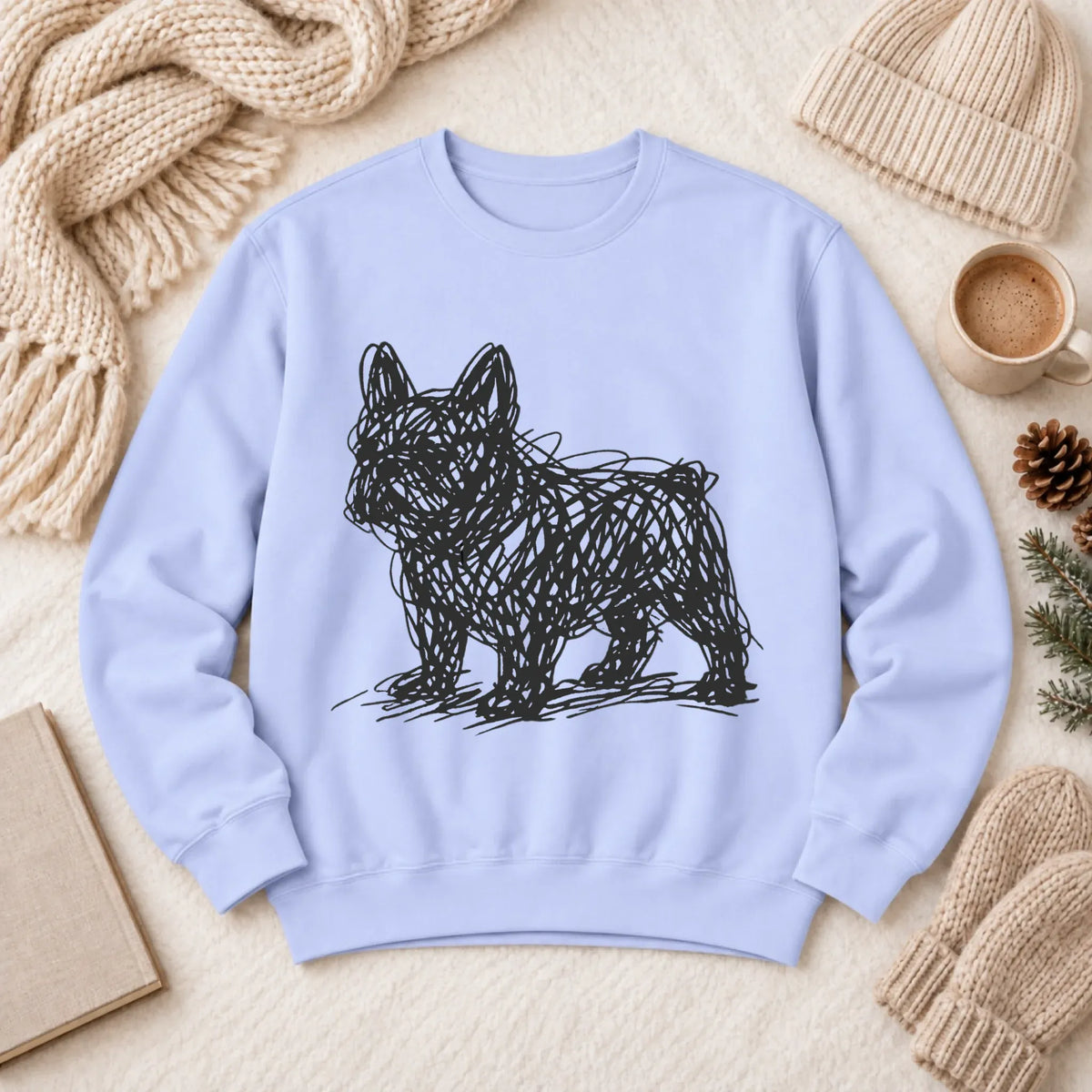 French Bulldog Artist Line Art Unisex Sweatshirt Hydrangea