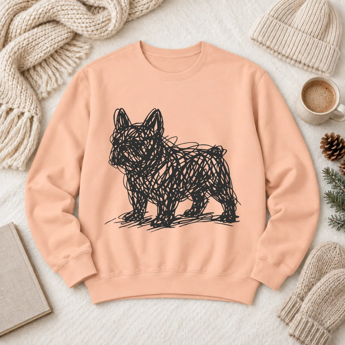 French Bulldog Artist Line Art Unisex Sweatshirt Peachy