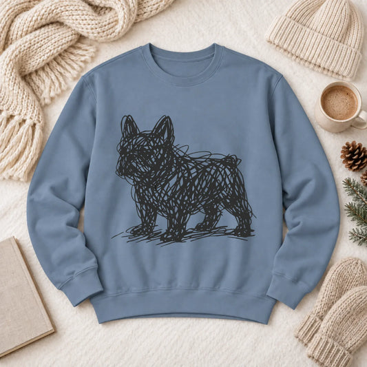 Sweatshirt Blue Jean / M French Bulldog Artist Line Art Unisex Sweatshirt
