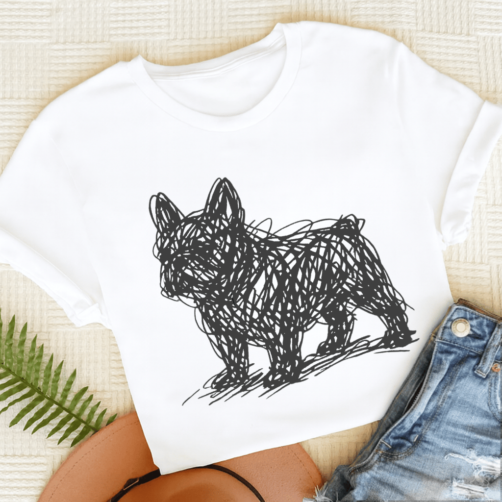 French Bulldog Artist Line Art Unisex TShirt White