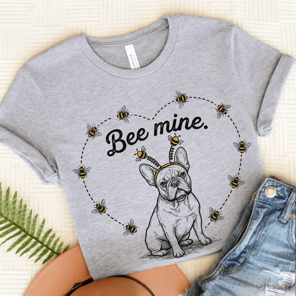 French Bulldog Bee Mine Garden Unisex TShirt Athletic Heather