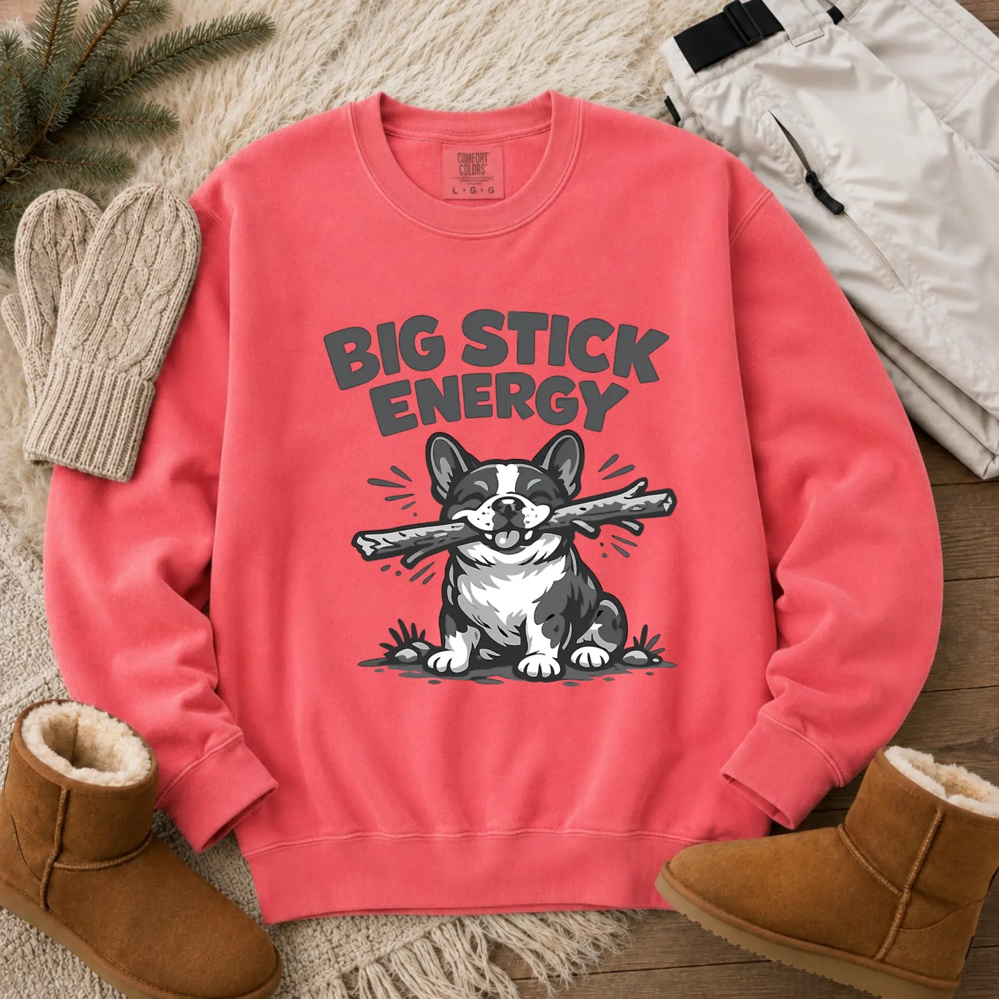 French Bulldog Big Stick Energy Unisex Sweatshirt Watermelon