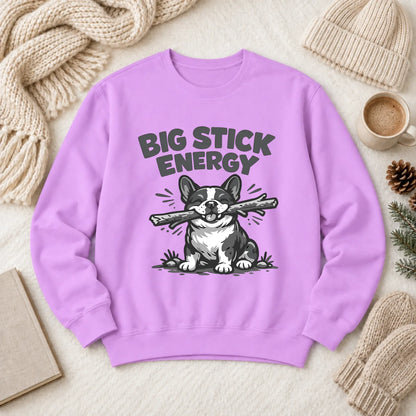 French Bulldog Big Stick Energy Unisex Sweatshirt Neon Violet